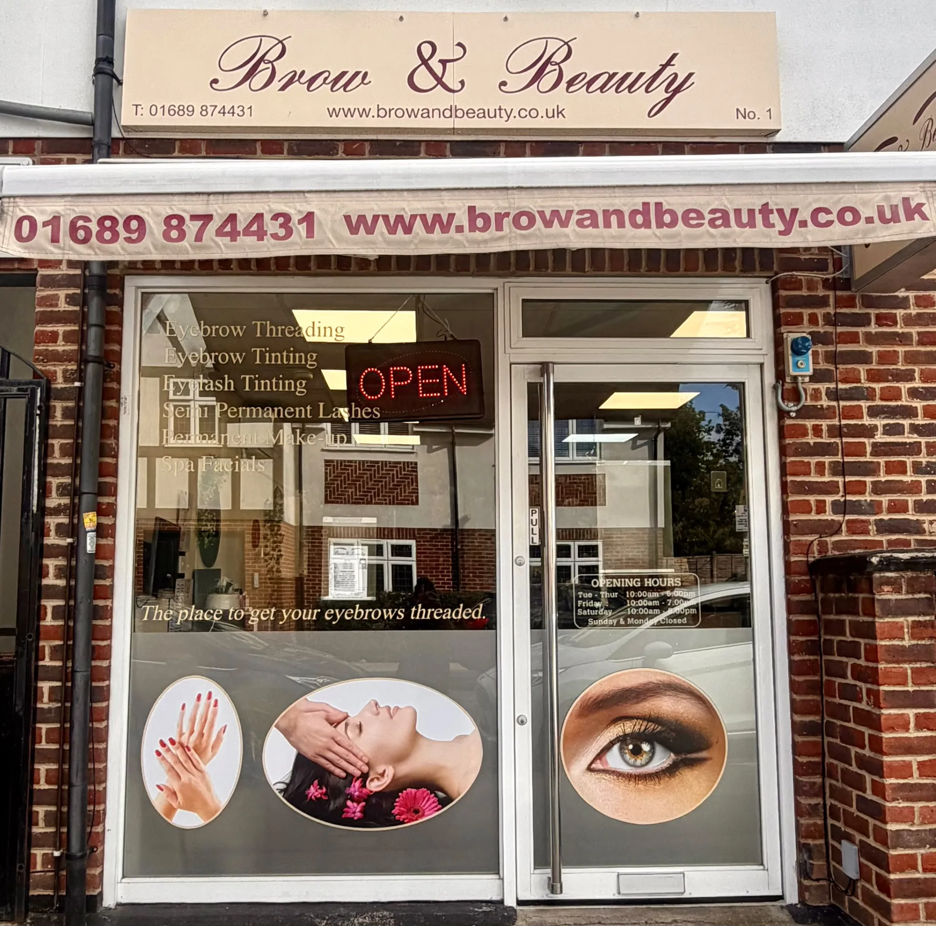 The Brow & Beauty shopfront on Woodhurst Avenue